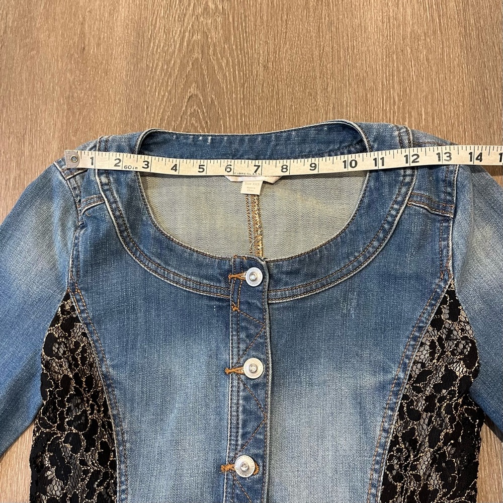 Vintage 90s Boston Proper Lace and Denim Jacket - Picture 5 of 14